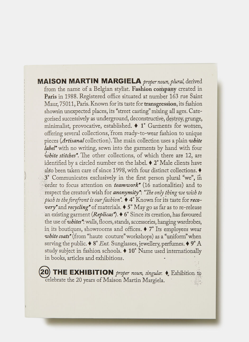 Books Maison Martin Margiela: 20: The Exhibition Black | LN-CC®