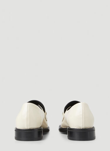 MARTINE ROSE Chain-embellished patent-leather loafers