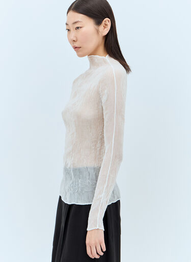 Issey Miyake Chiffon Twist Long-Sleeve Top White ism0257004