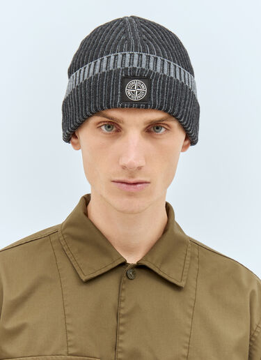 Stone Island Logo Patch Beanie Hat Grey sto0158067