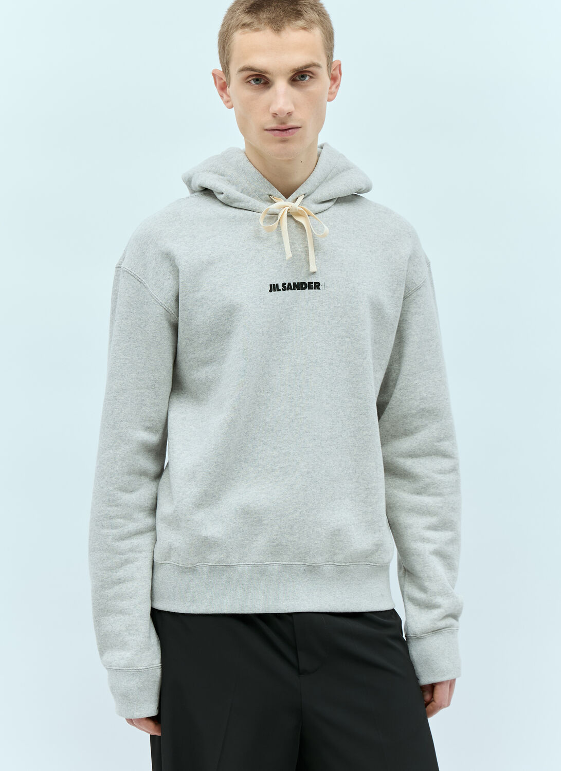 Shop Jil Sander+ Logo Print Hooded Sweatshirt In Grey