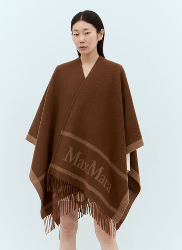 Max Mara Wool Cloak With Fringes Brown max0257035