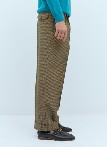 Gucci Check Wool Tailored Pants Brown guc0153046