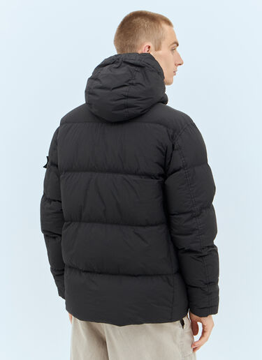 Stone Island Crinkled Hooded Down Jacket Black sto0158026