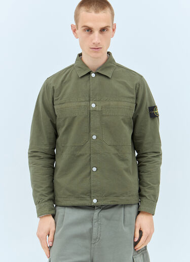 Stone Island ロゴパッチ オーバーシャツ  グリーン sto0158034