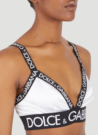 Dolce & Gabbana Logo Band Tile-print Lycra Bra Top In Multiprint