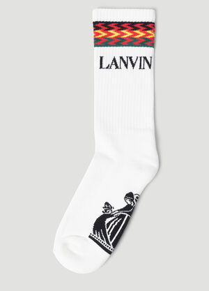 Lanvin Logo Intarsia Socks White lnv0155008