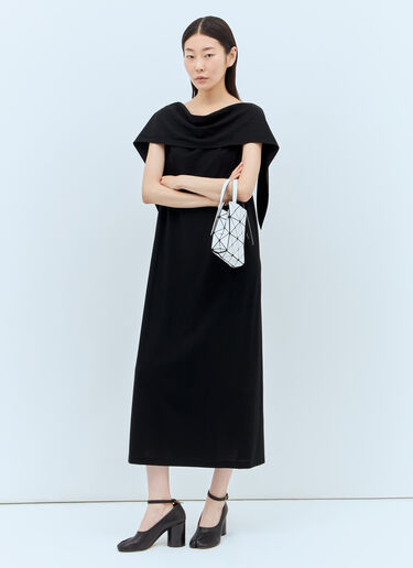 Issey Miyake Draped Neckline Midi Dress Black ism0257003