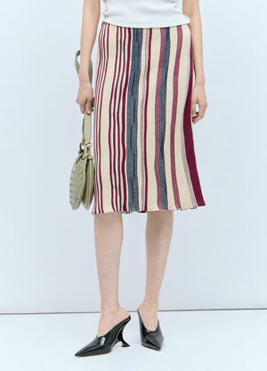 Bottega Veneta Stripe Knit Midi Skirt Beige bov0257015