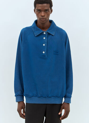 Miu Miu Logo Patch Polo Sweatshirt Blue miu0357002