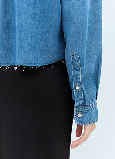 Miu Miu Logo Embroidery Denim Shirt Blue miu0258017