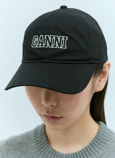 GANNI 刺绣徽标棒球帽  黑色 gan0255071