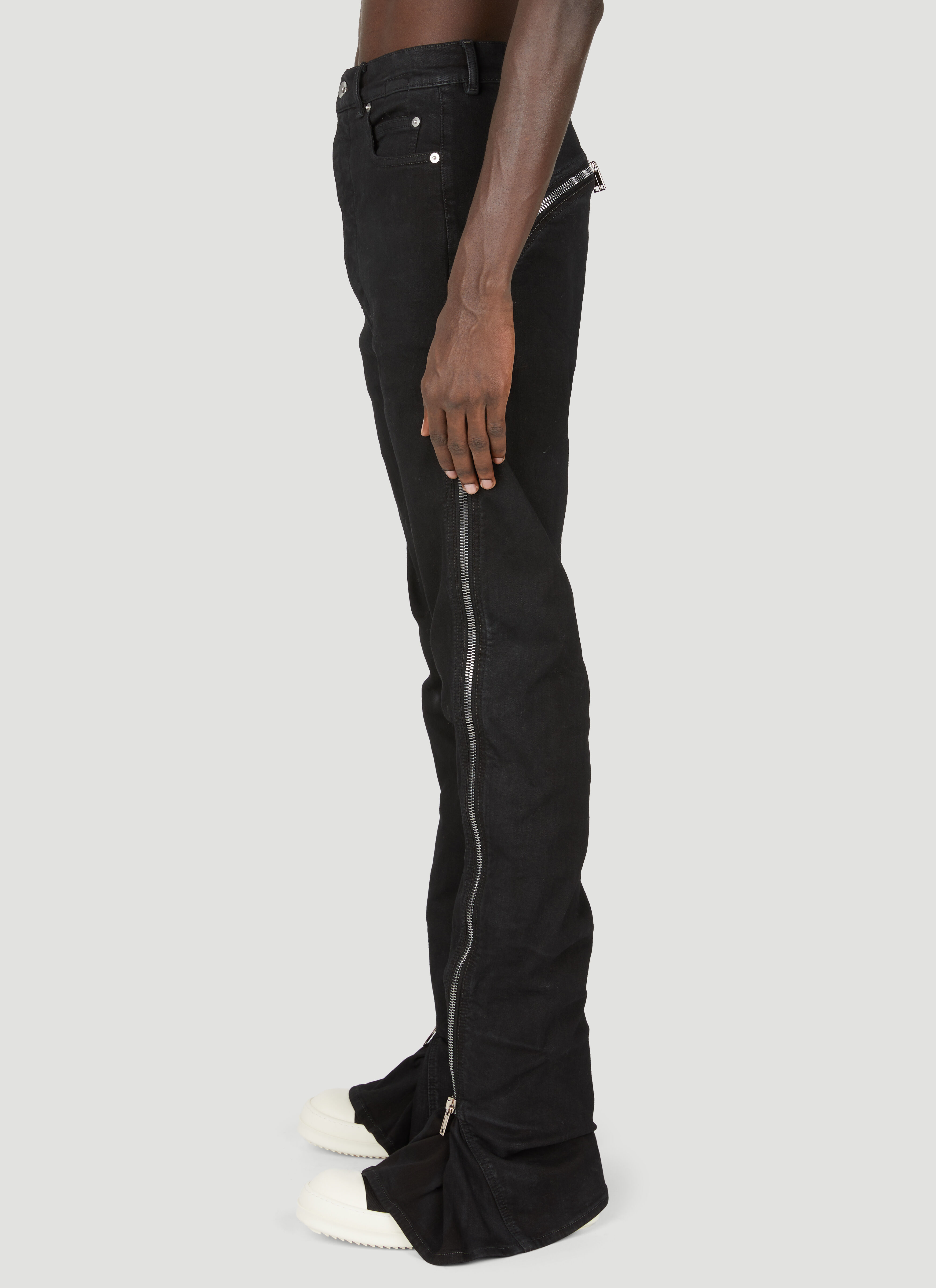 Rick Owens DRKSHDW Men's Denim Bolan Banana Zip Pants in Black