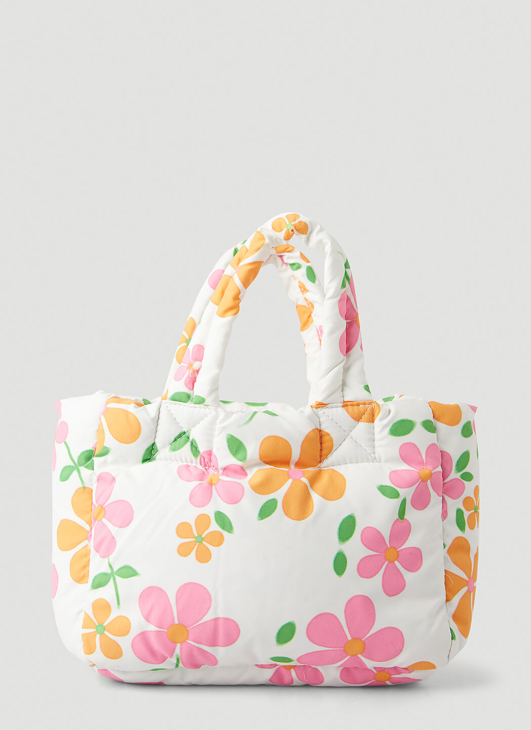 ERL Flower Print Mini Puffer Tote Bag in White | LN-CC®