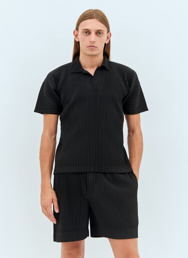 Homme Plissé Issey Miyake Pleated Polo Top Black hmp0158008