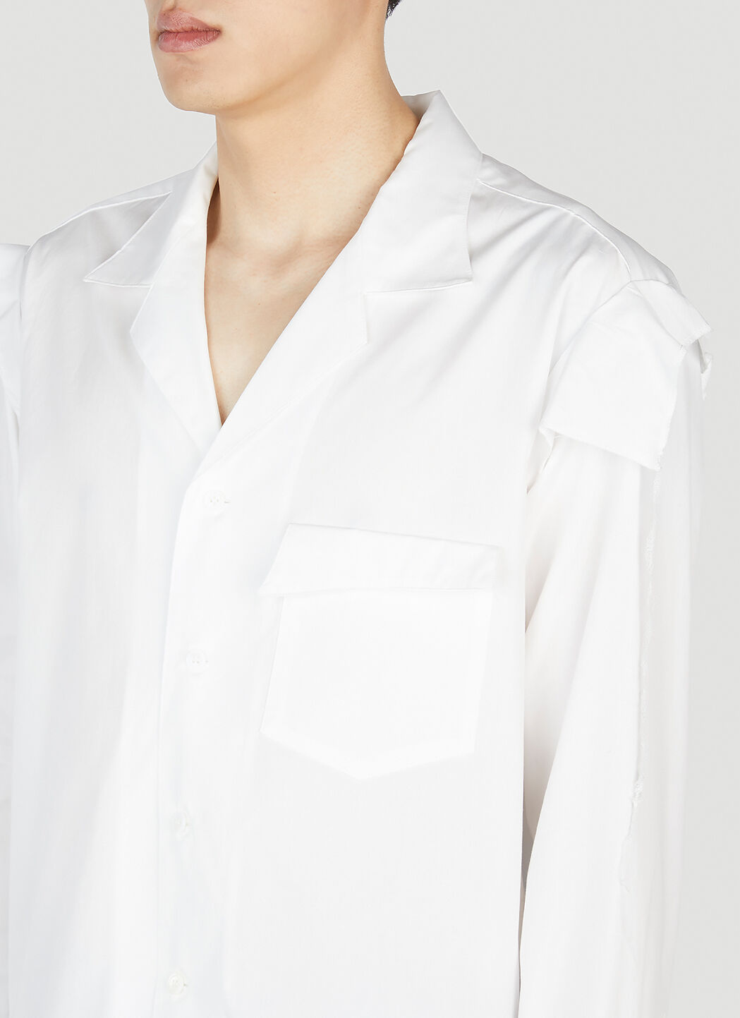 Sulvam Open Collar Shirt in White | LN-CC®