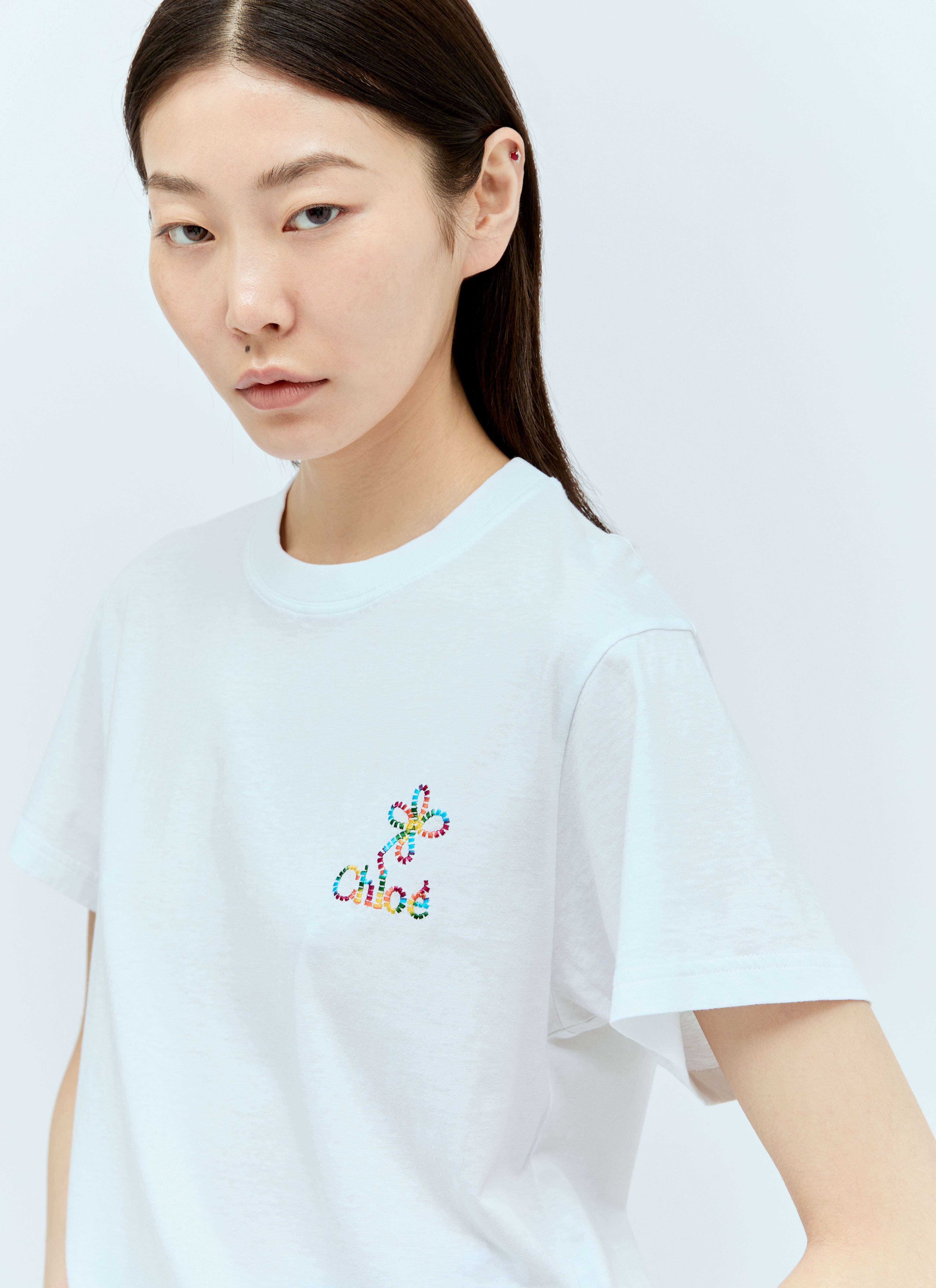 Max Mara Logo Embroidery T-Shirt White max0257024