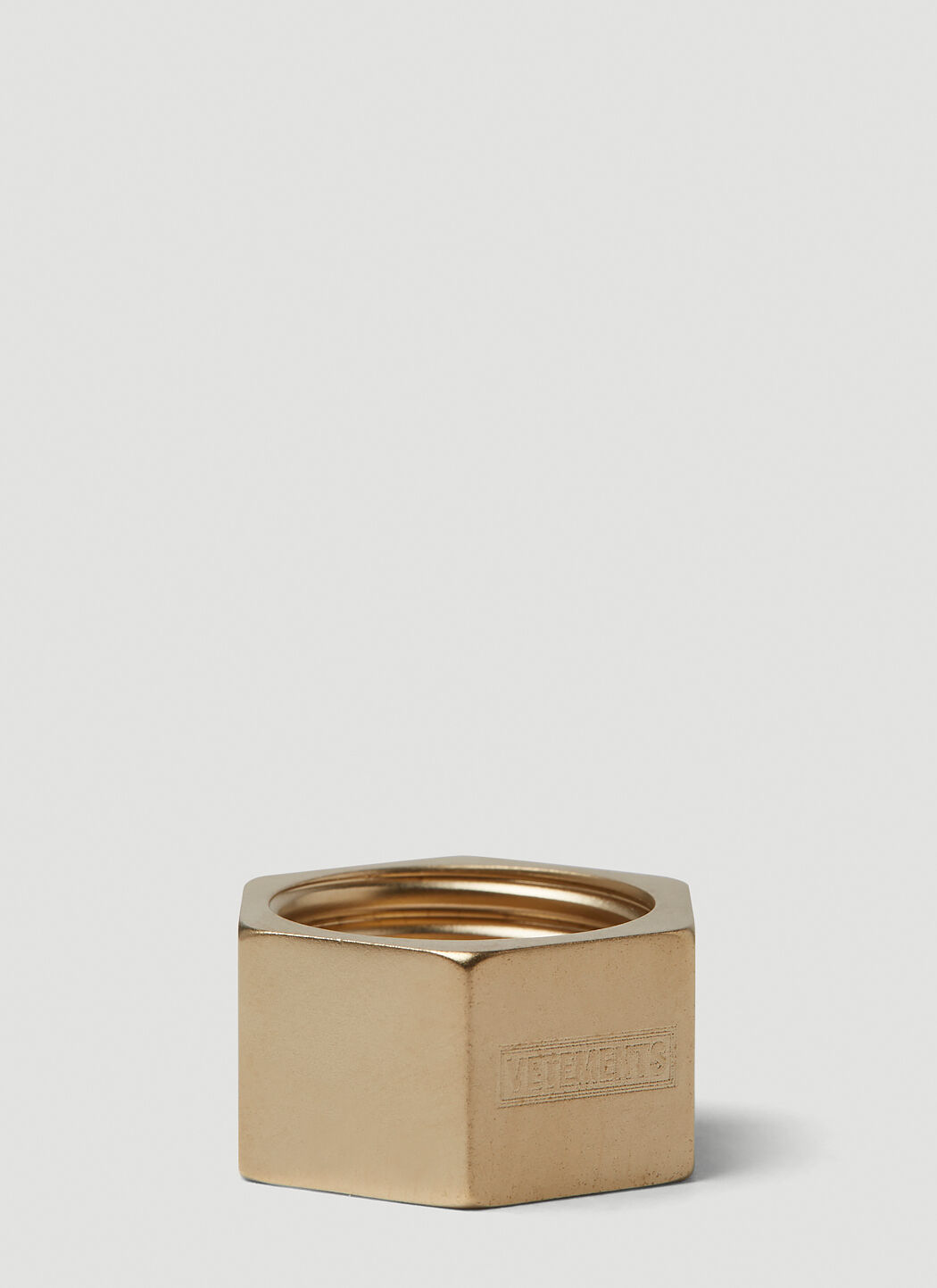 VETEMENTS Engraved Logo Thick Nut Ring in Gold | LN-CC®