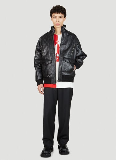 Gucci Embossed GG Leather Bomber Jacket