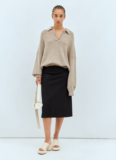 Jil Sander 羊毛中长半身裙 黑色 jil0257009