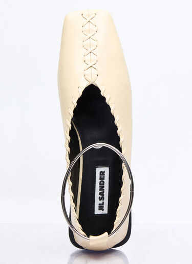 Jil Sander Leather Ballerina Flats Cream jil0256016