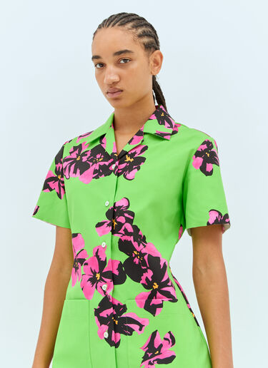 Miu Miu Flower Midi Dress Green miu0258035