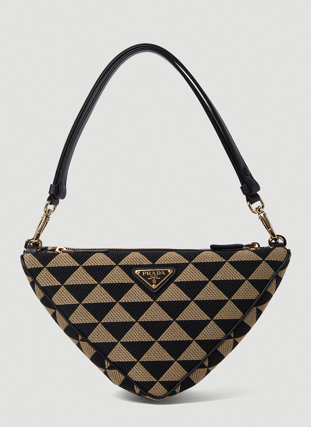 Prada Jacquard Triangle Shoulder Bag in Black | LN-CC