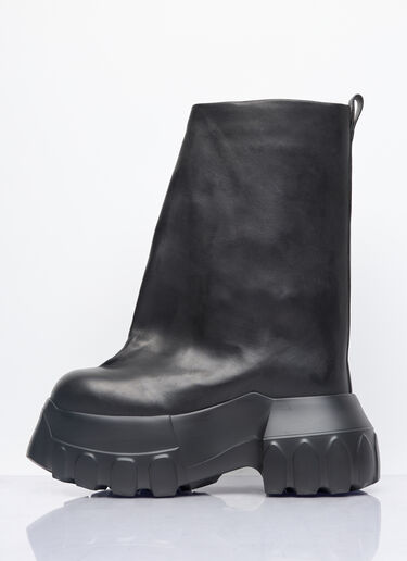 Rick Owens Knee High Oblique Mega Tractor Boots Black ric0157029