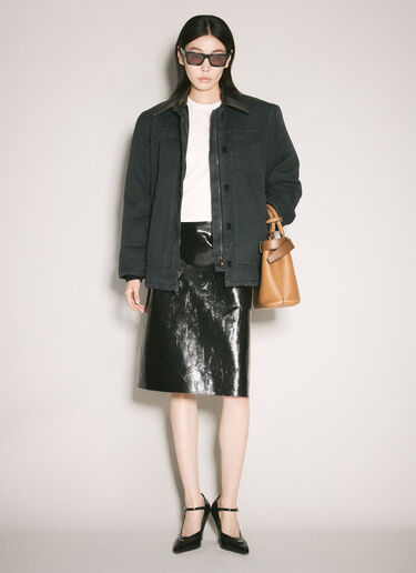 Prada Craquelé Leather Skirt Black pra0258010