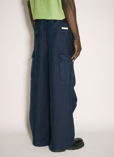 Marni Woven Cotton Cargo Pants Navy mni0157008