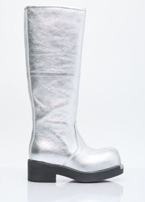 MM6 Maison Margiela Knee-High Metallic Boots Black mmm0255014