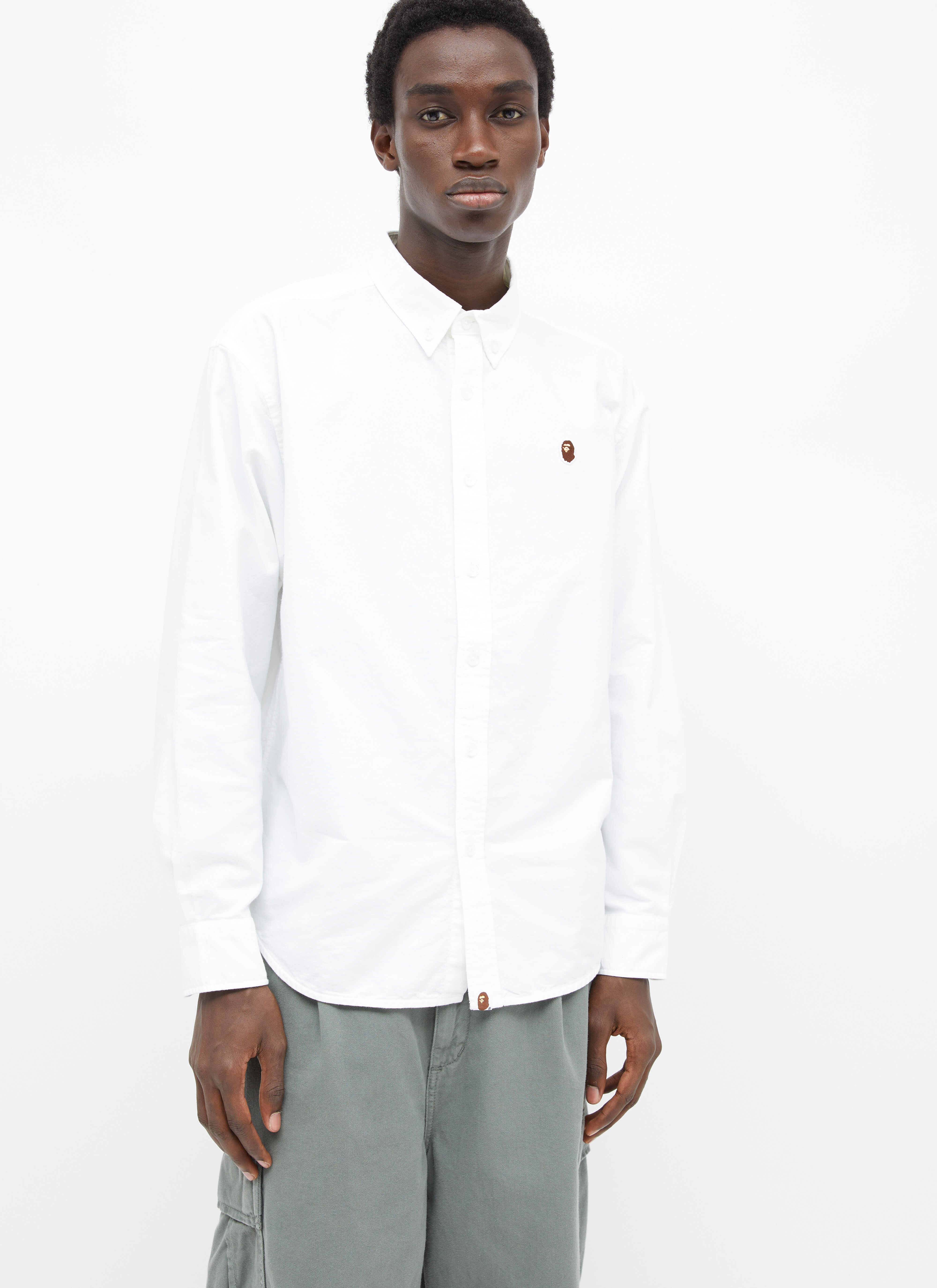 A BATHING APE® Ape Head One Point Oxford Shirt in White | LN-CC®