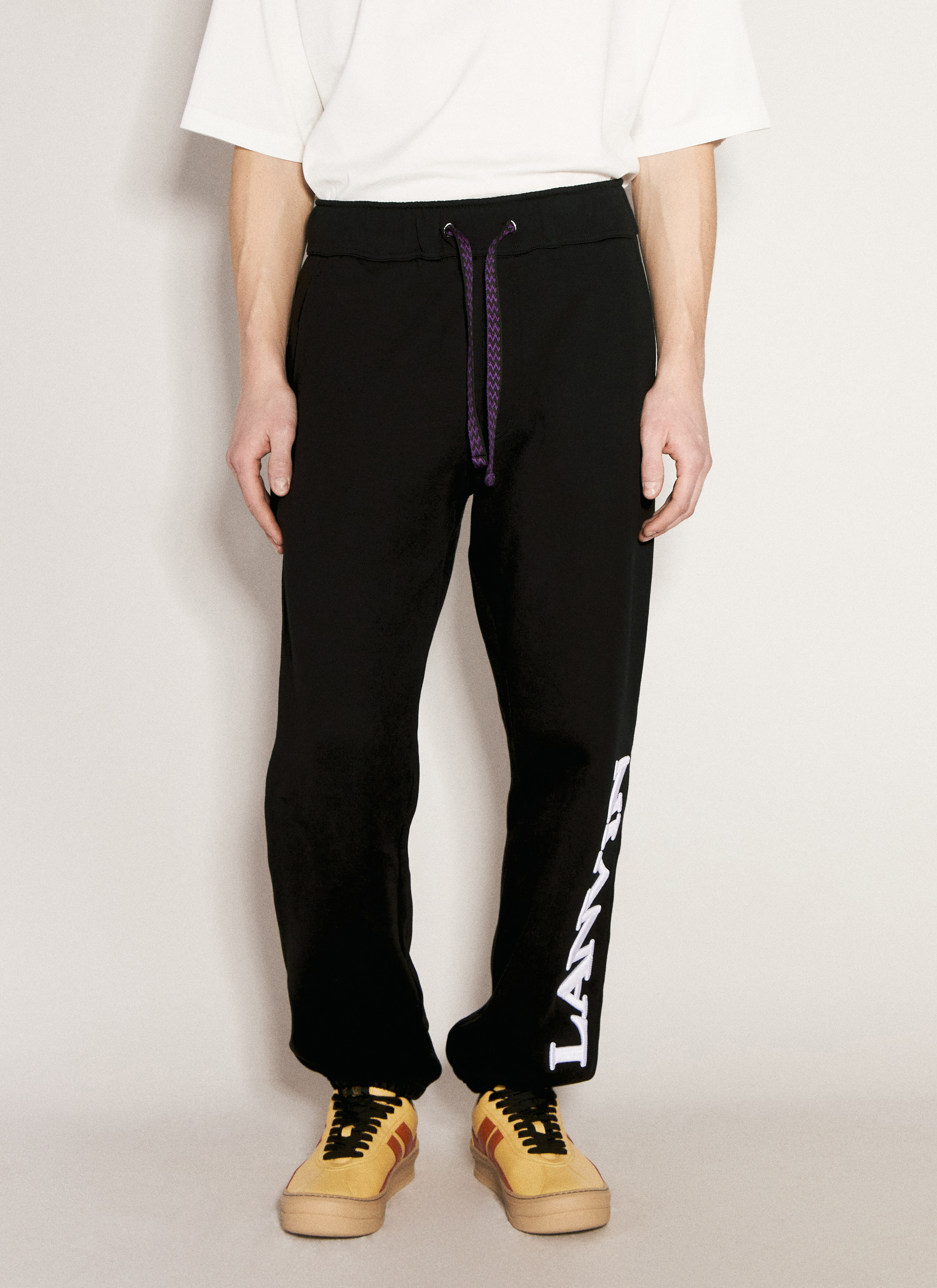 Lanvin Logo Embroidered Track Pants Brown lnv0157004