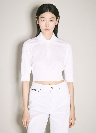 Dolce & Gabbana Crop Knit Polo Top White dol0257004