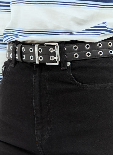 GANNI Double Eyelet Belt Black gan0258070