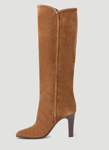 Saint Laurent Jane Suede Boots Brown sla0253082