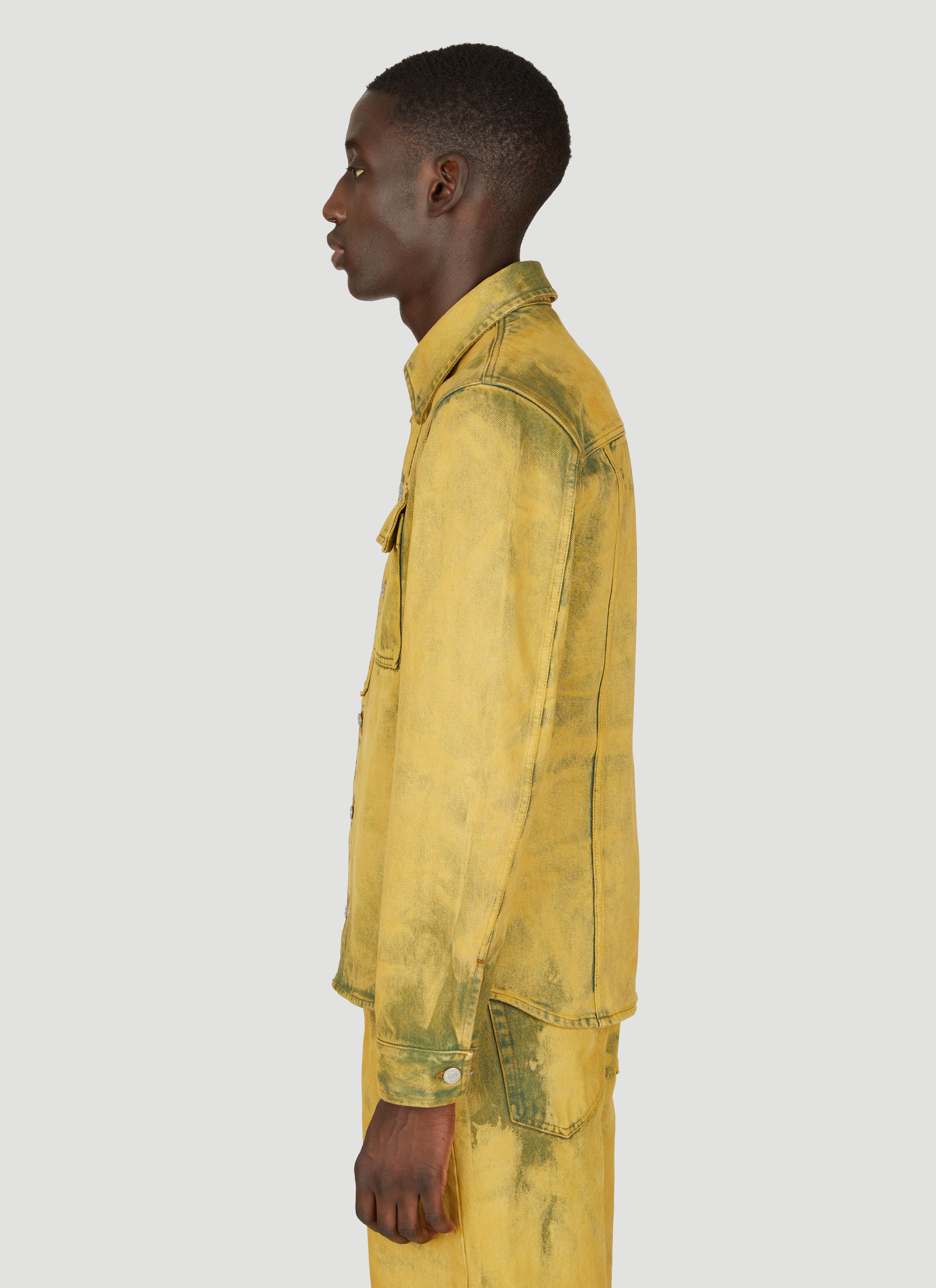 Dries Van Noten Men's Distressed Denim Shirt in Yellow | LN-CC®