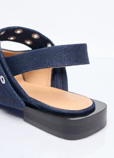 Ganni Feminine Denim Buckle Ballerina Flats Navy gan0258051