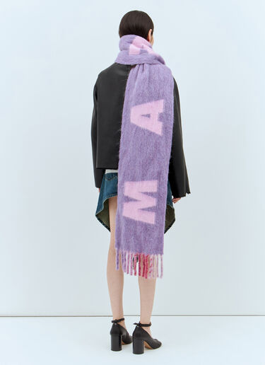 Marni Maxi Logo Mohair And Wool Scarf Purple mni0257017