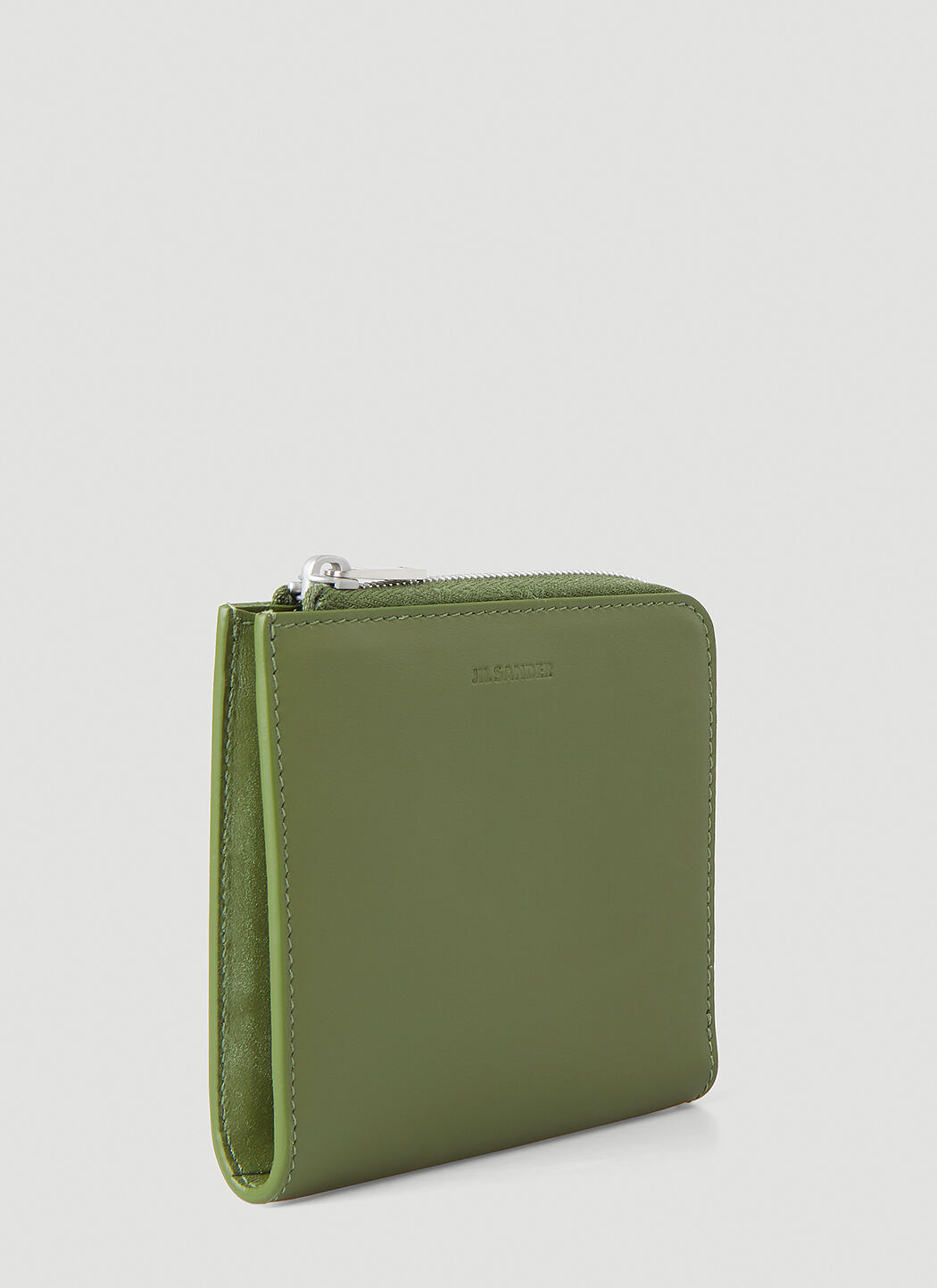 Jil Sander Zip-Up Card Purse in Green | LN-CC