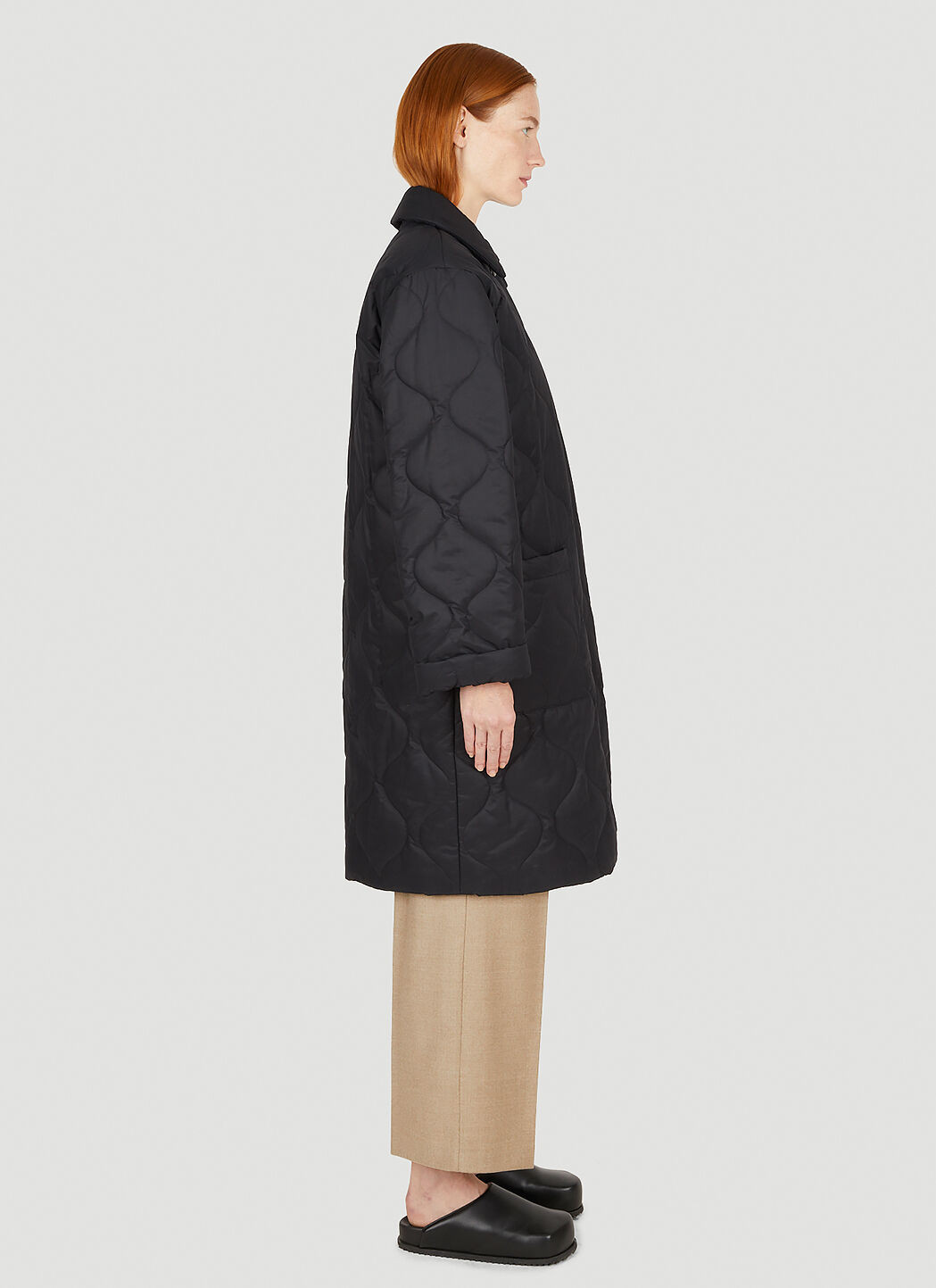 A.P.C. Sarah Quilted Coat in Black | LN-CC