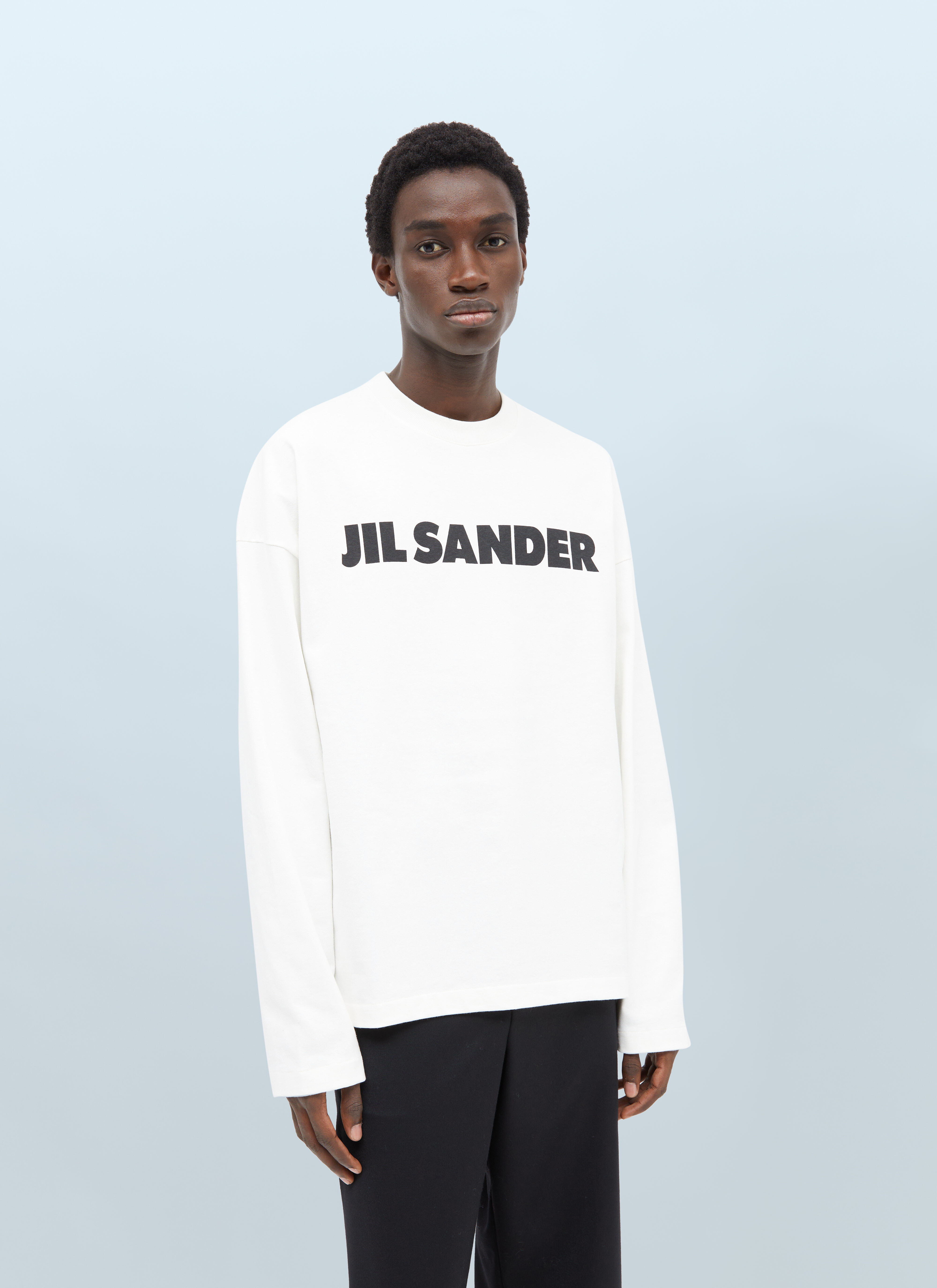 Jil Sander Men's Logo Print Long Sleeve T-Shirt in White | LN-CC®