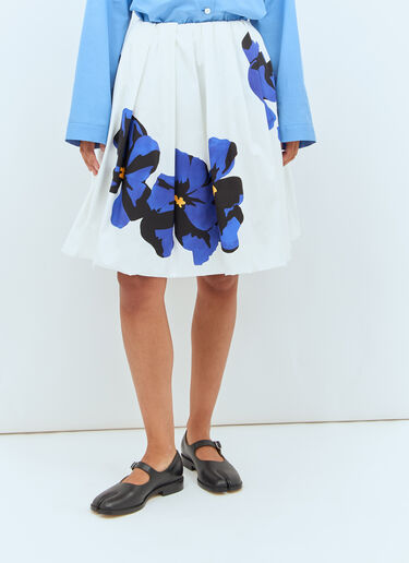 Miu Miu Flower Poplin Skirt White miu0258036