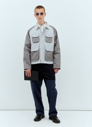 Thom Browne 泡泡纱拼接战地夹克 灰色 thb0156006