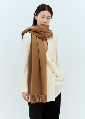 TOTEME Logo Embroidery Cashmere Scarf Camel tot0255048