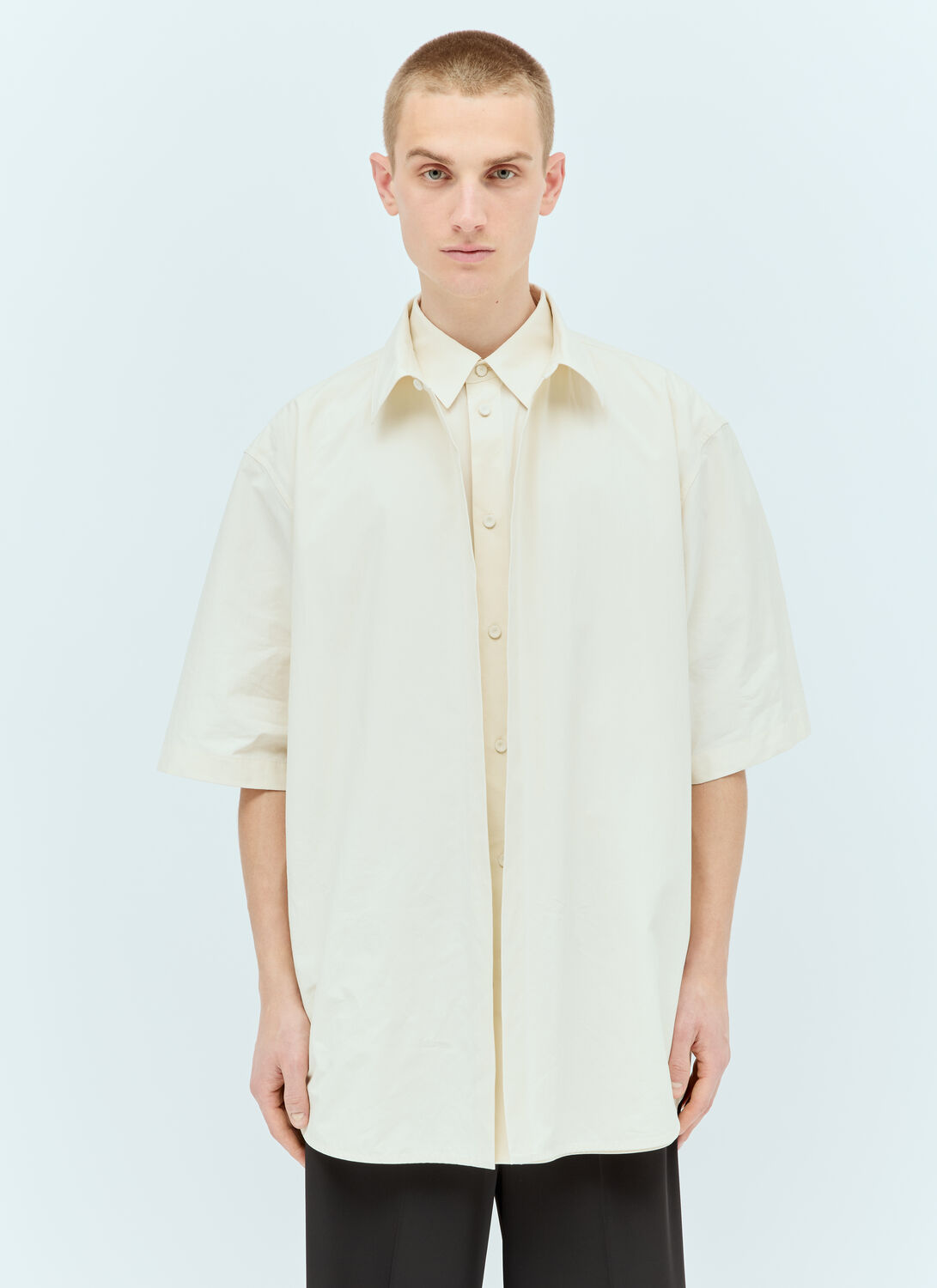 Shop Jil Sander Layered Poplin Shirt In Cream
