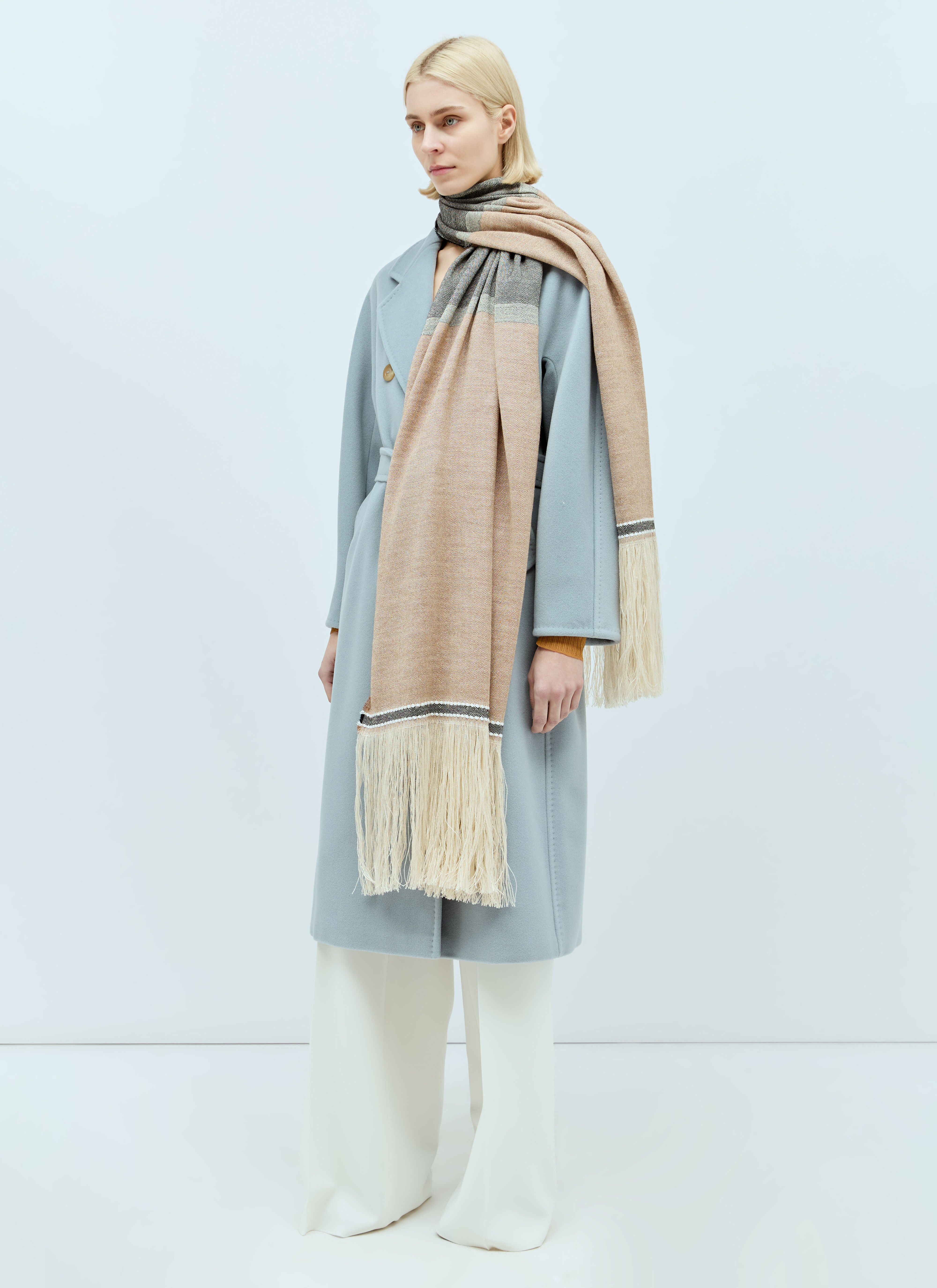 Max Mara Linen And Wool Stole Brown max0254057
