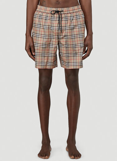 Burberry Guildes Vintage-Check Swim Shorts in Beige