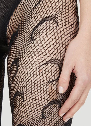 Buy MARINE SERRE Recycled Moon Fishnet Tights - Black At 40% Off