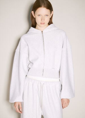 Alexander Wang Cropped Zip-Up Hooded Sweatshirt Grey awg0258007